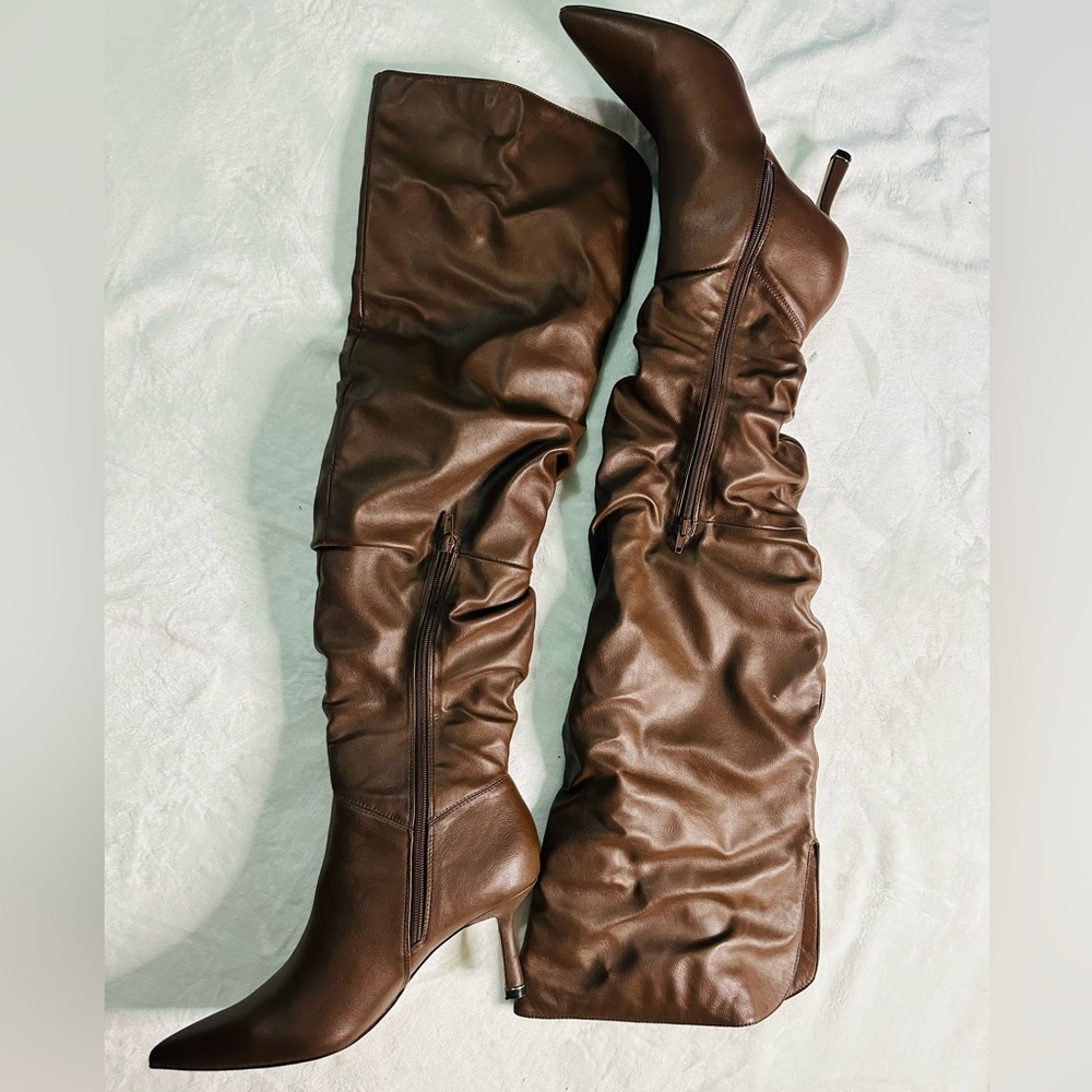 Elegant Brown Thigh-High Boots